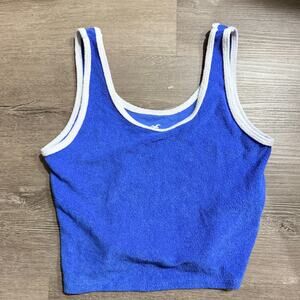 Hollister Terry Cloth Crop Top Tank Blue White Retro Size Medium